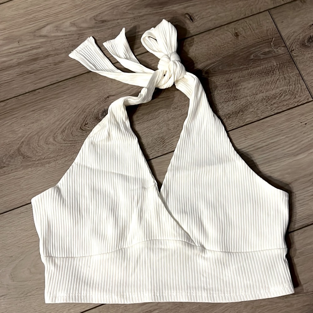 SHEIN white halter top, crop, size Large, brand new!